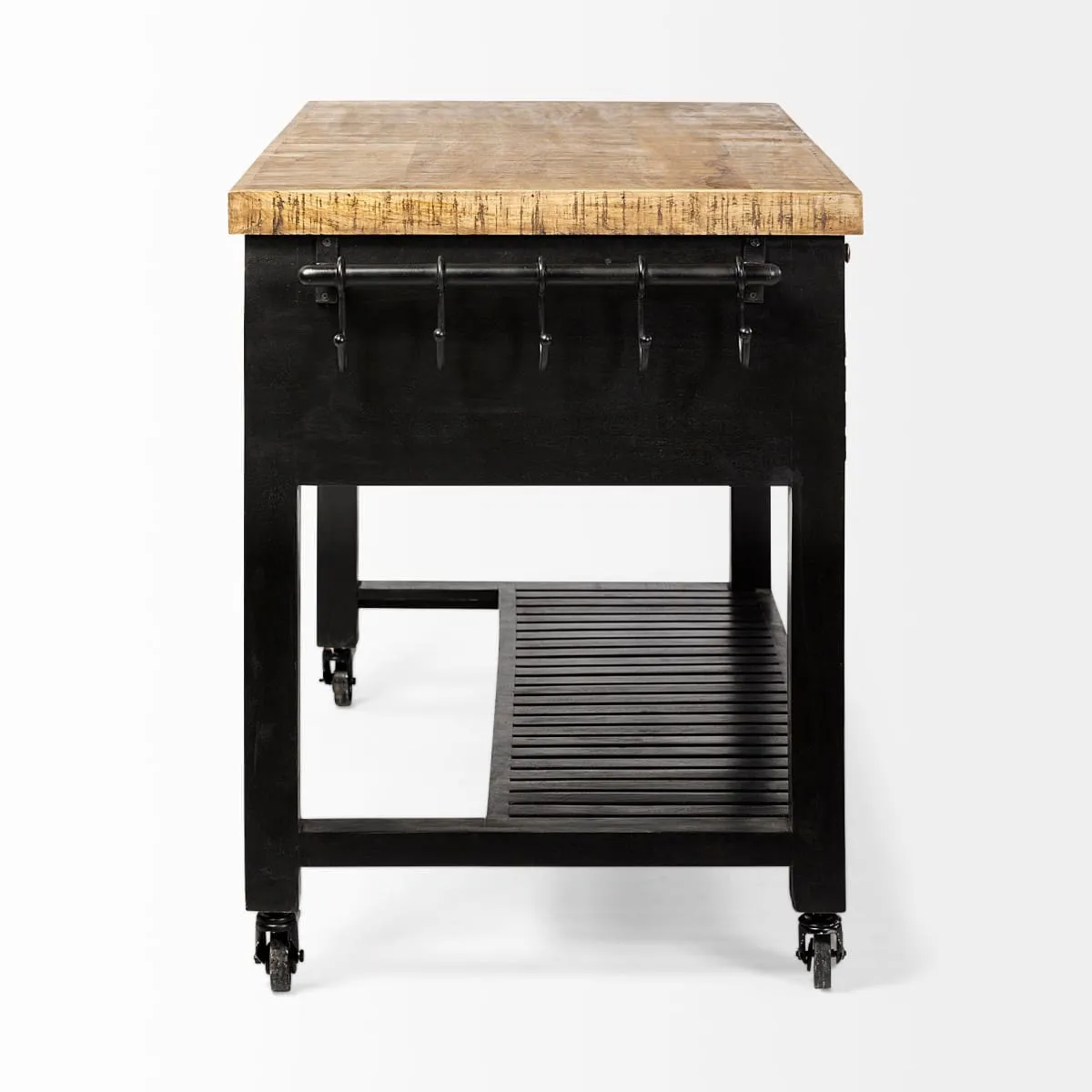 Columbia Large Kitchen Island Black Wood | Rectangle