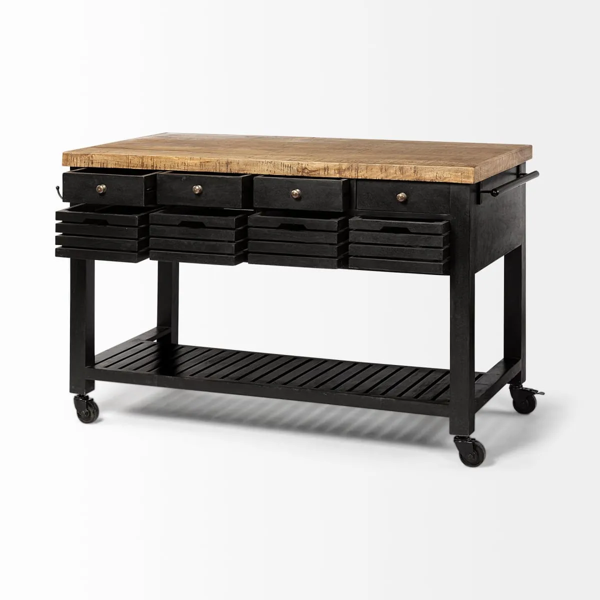 Columbia Large Kitchen Island Black Wood | Rectangle