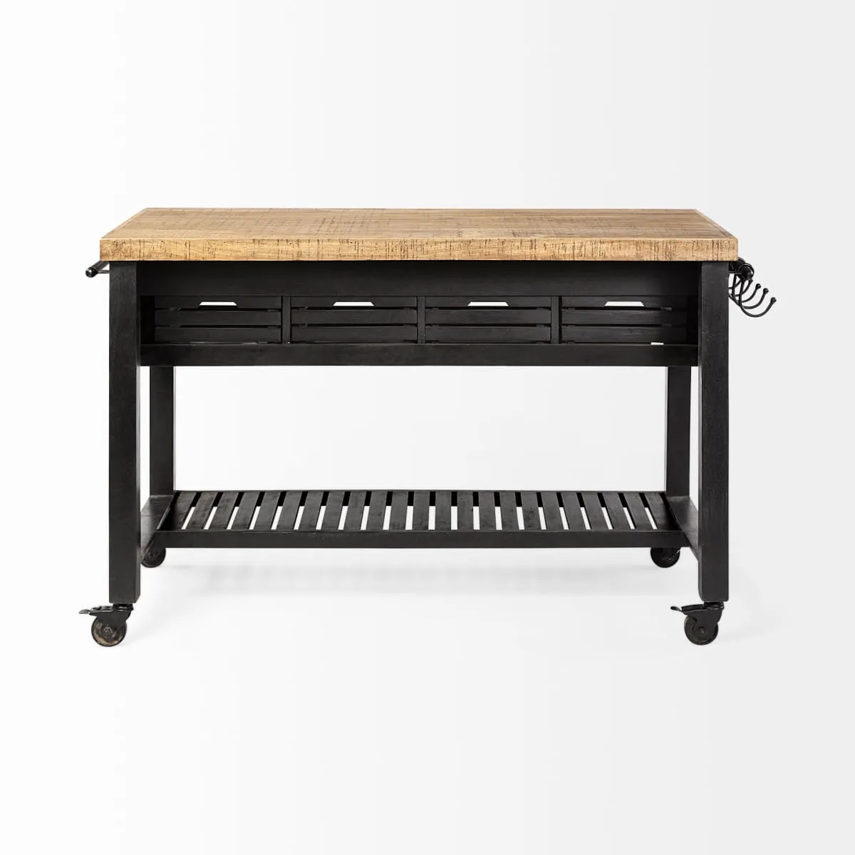 Columbia Large Kitchen Island Black Wood | Rectangle