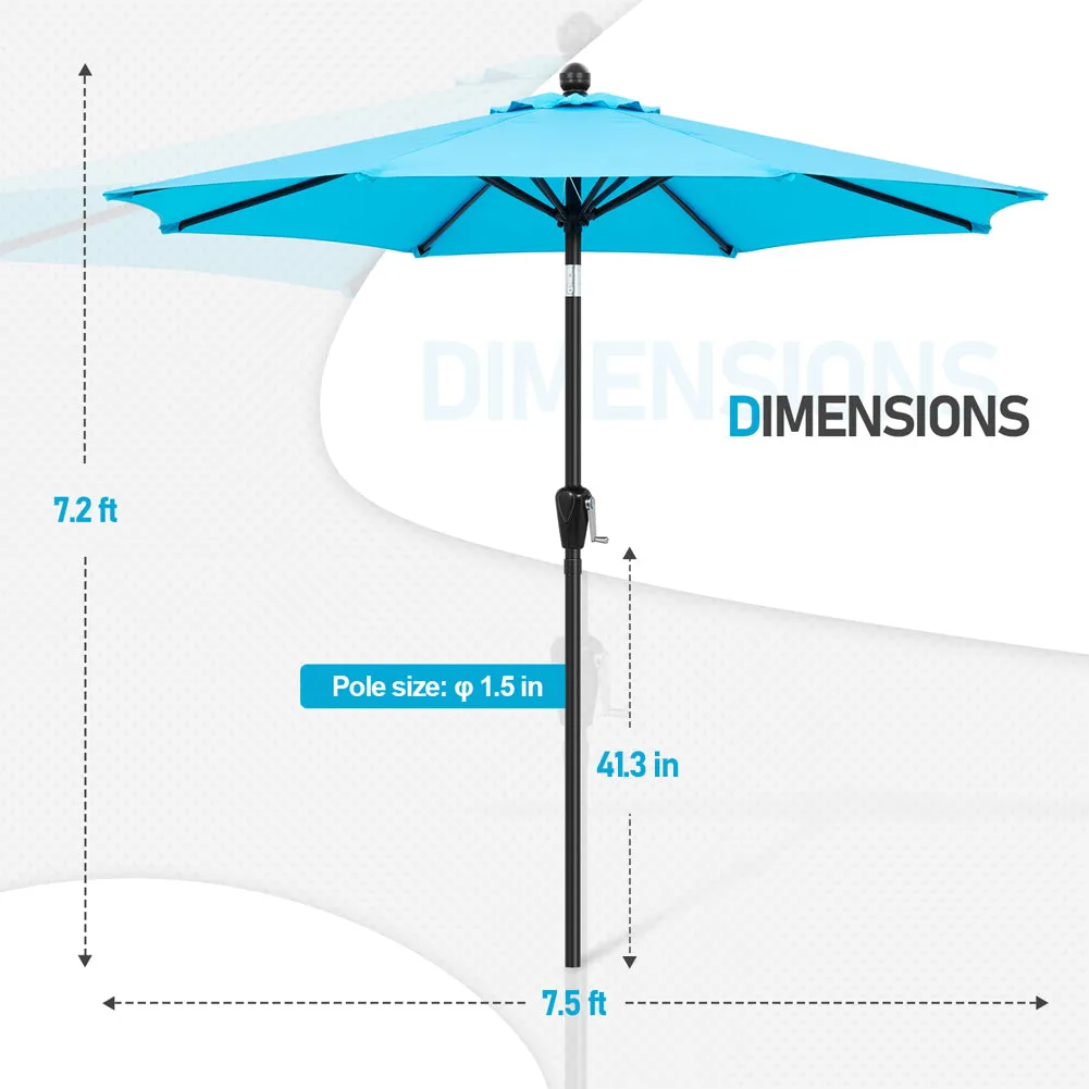 COOS BAY 7.5' Patio Umbrella Outdoor Market Table Umbrella with Push Button Tilt and Crank for Garden, Deck, Backyard, Pool and Beach, 8 Ribs