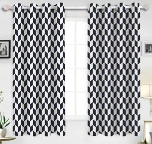 Cotton Classic Diamond Black 5ft Window Curtains Pack Of 2