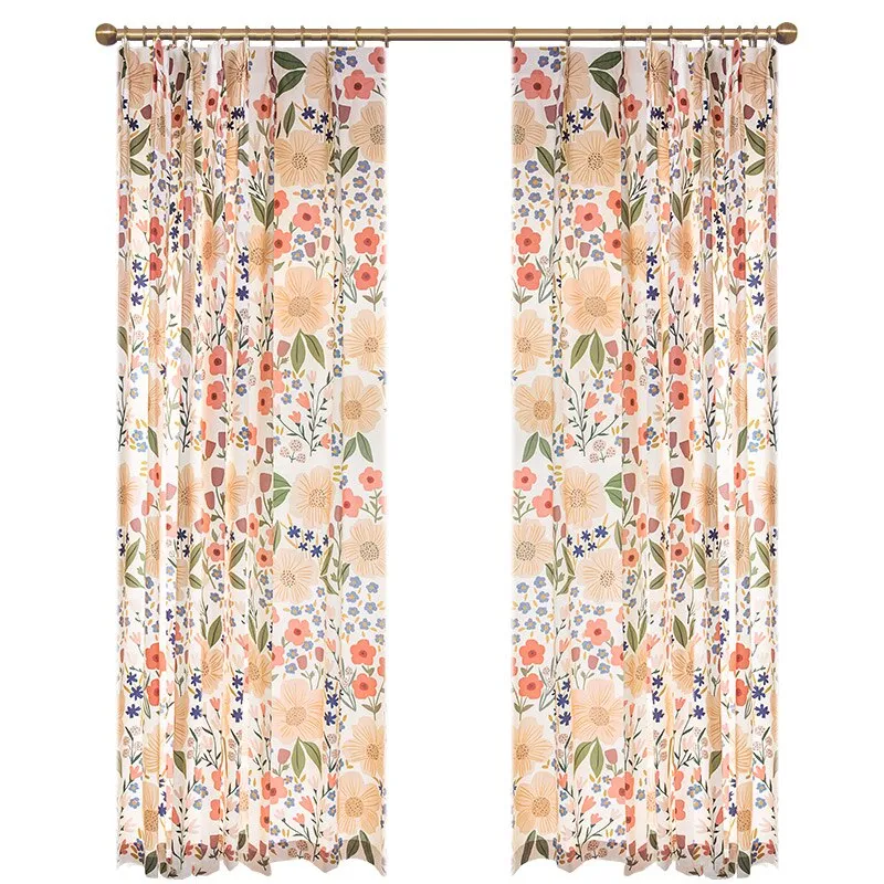 Custom Window Treatment Luxury Floral Chenille Curtain Panel