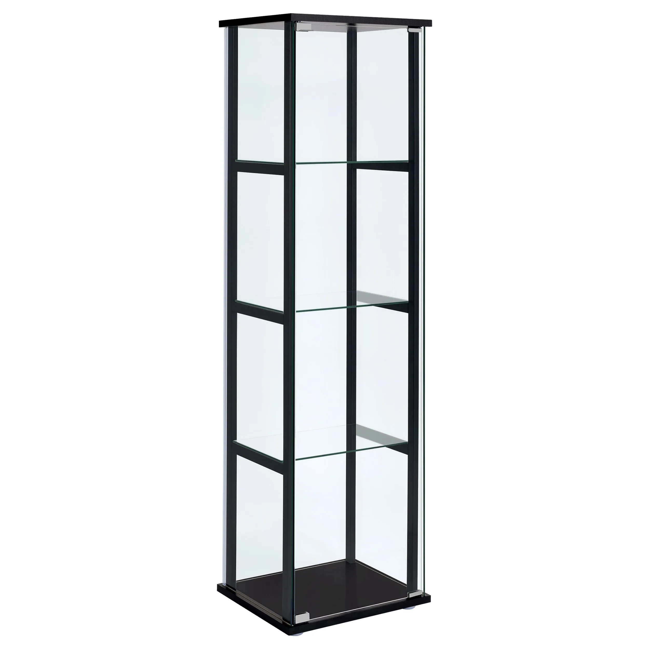 Cyclamen 4-Shelf Glass Curio Cabinet Black and Clear