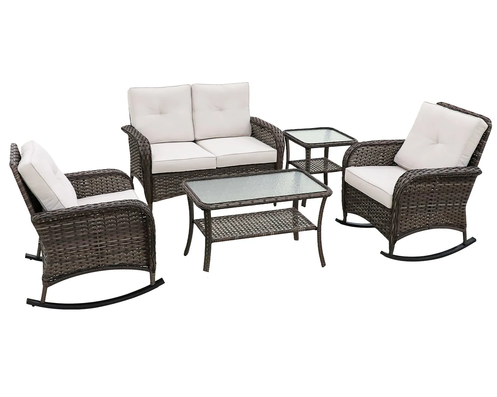 EAGLE PEAK 5pc Rattan Outdoor Patio Conversation Set