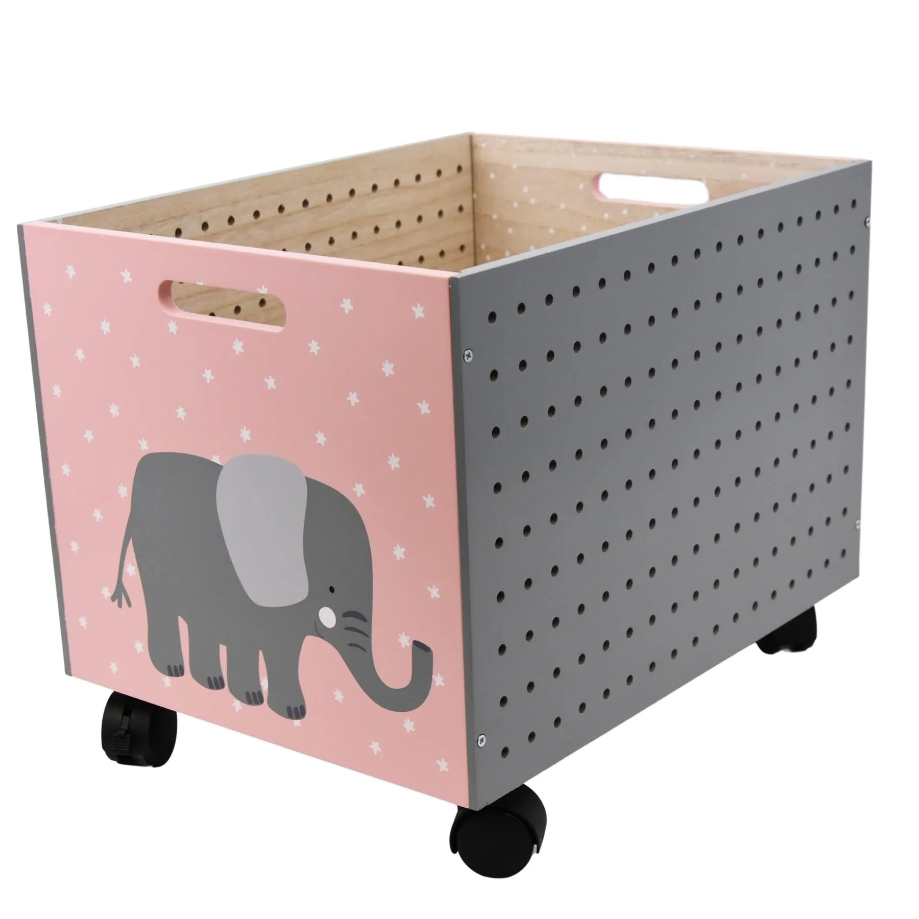 Elephant Design Kids Wooden Storage Chest On Wheels