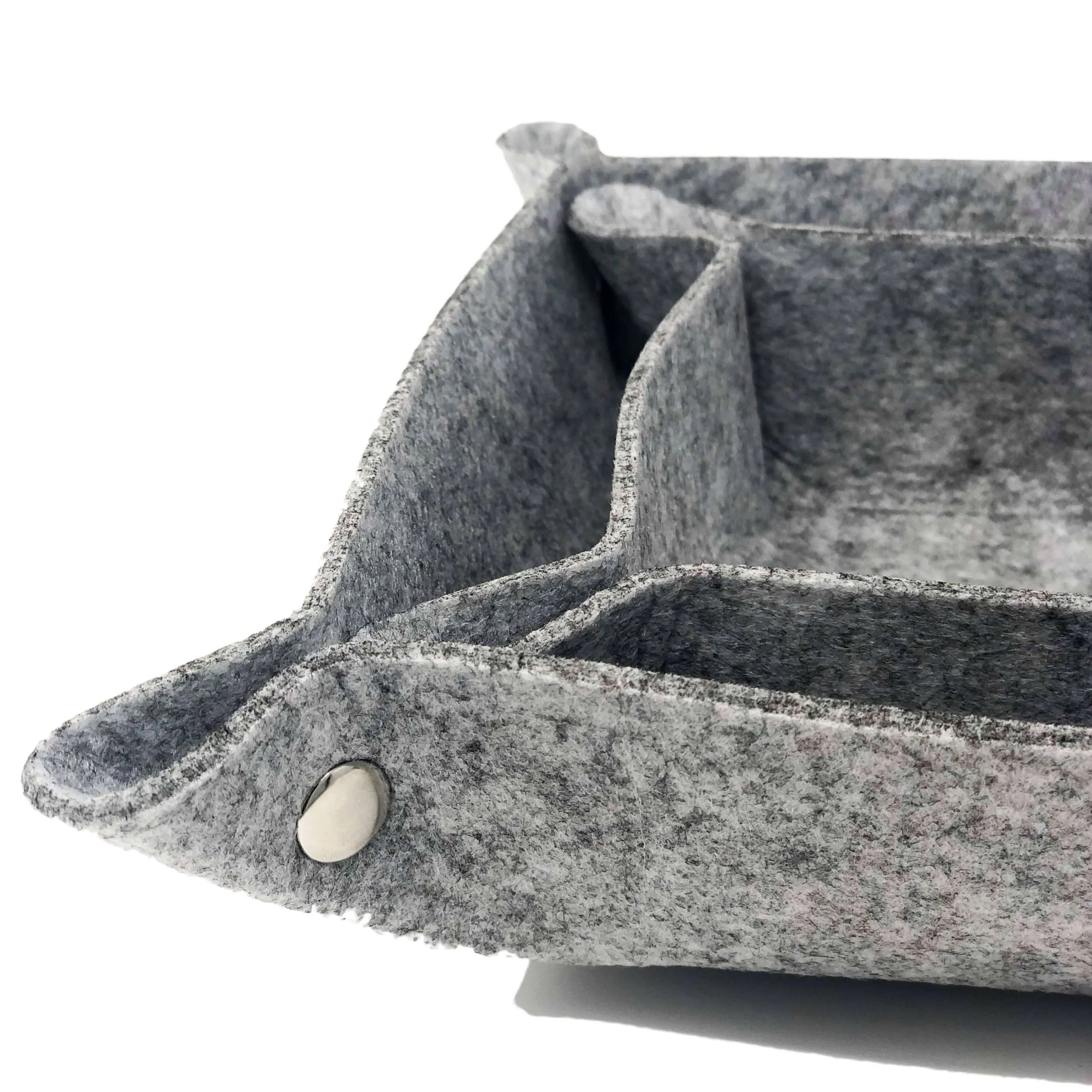 Felt Catchall Storage Tray Boxes (set of 2) - Grey