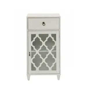 Fret Work Design Glass Door White Cabinet