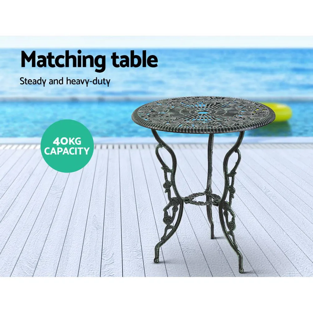 Gardeon Outdoor Furniture Chairs Table 3pc Aluminium Bistro Green