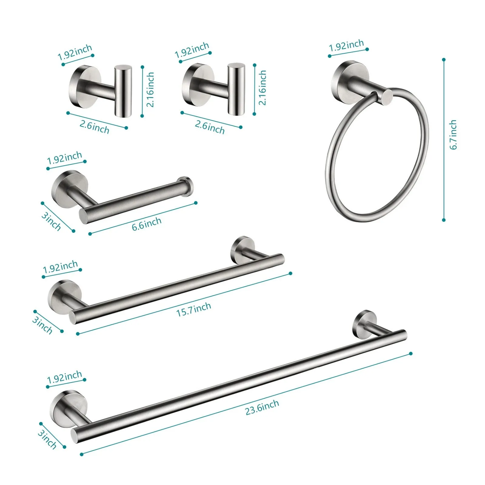 Giving Tree 6-Piece Wall-Mounted Stainless Steel Bathroom Towel Rack Set