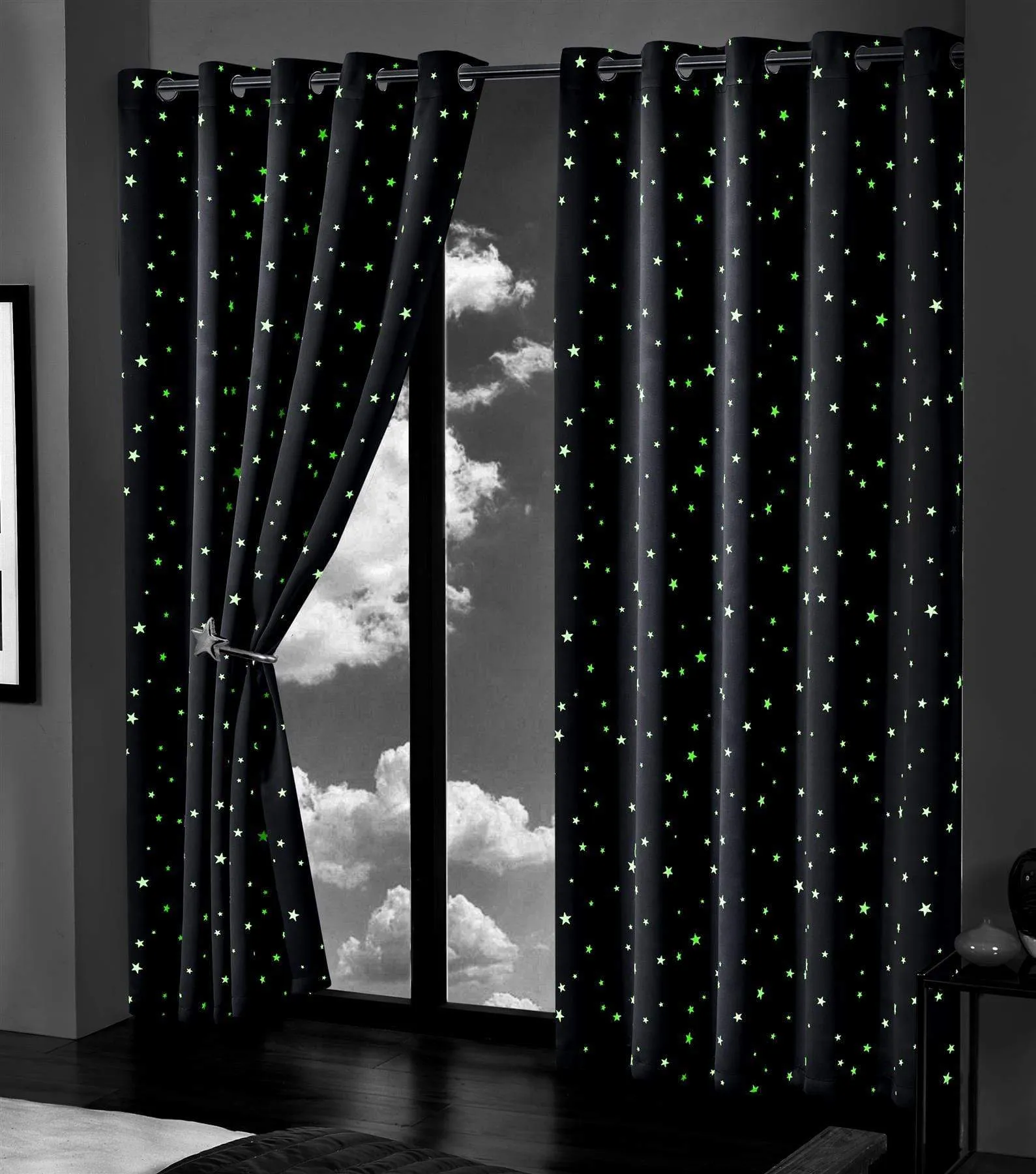 Glow In The Dark Blackout Curtains with Thermal Energy Saving Panels Noise Absorbing Heavy Thick for Bedrooms and Home Theaters by OLIVIA ROCCO