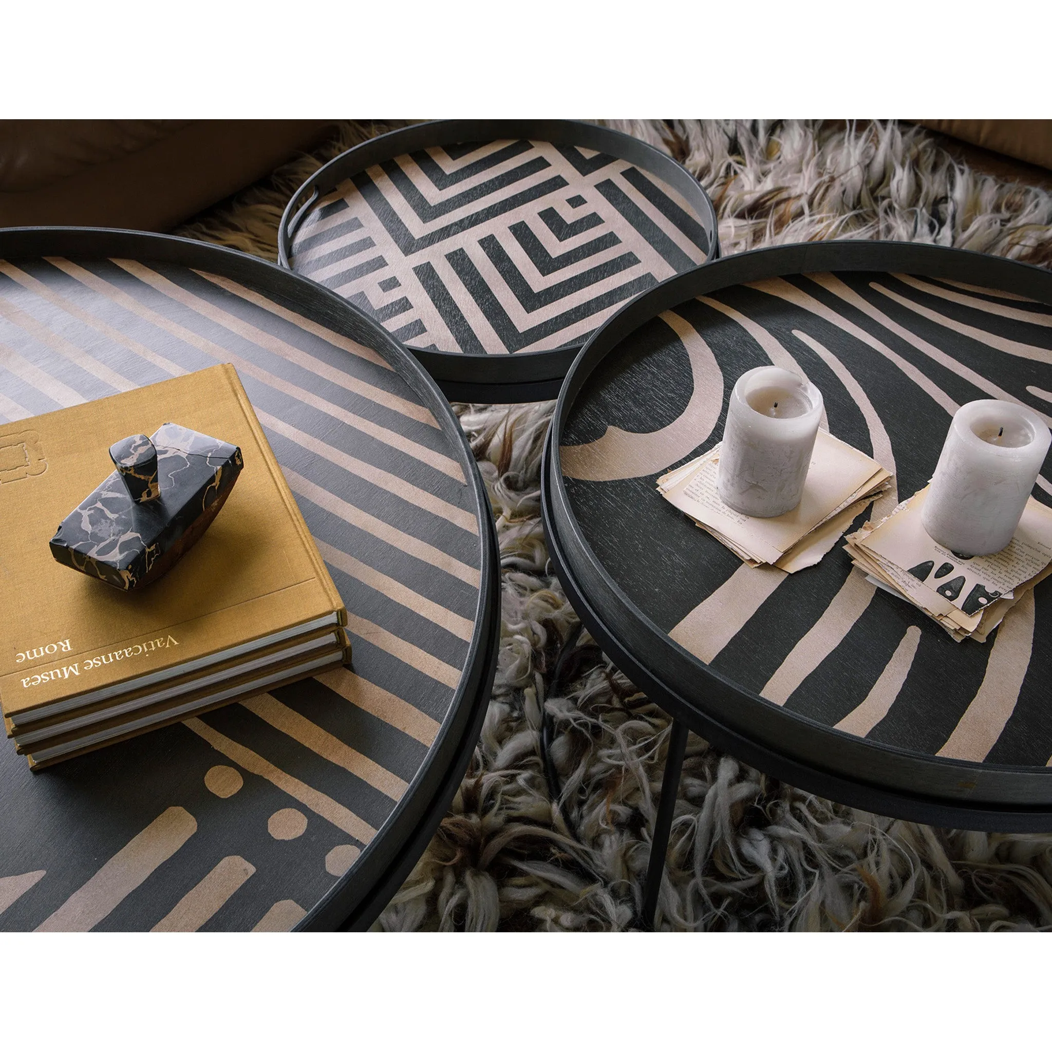 Graphite Chevron Wooden Tray