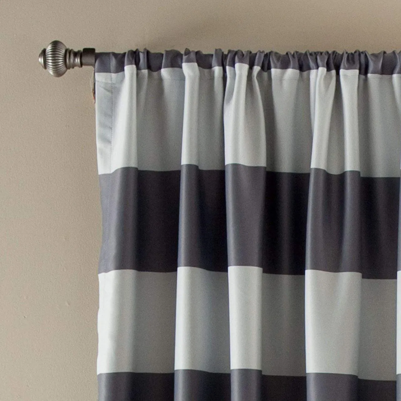 Grey Stripe Room Darkening 52 X 84 Inch Window Curtain ( Set of 2 )