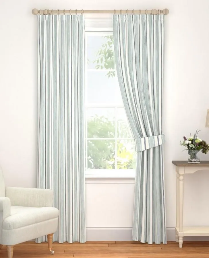 Heacham Stripe Dark Seaspray Curtains