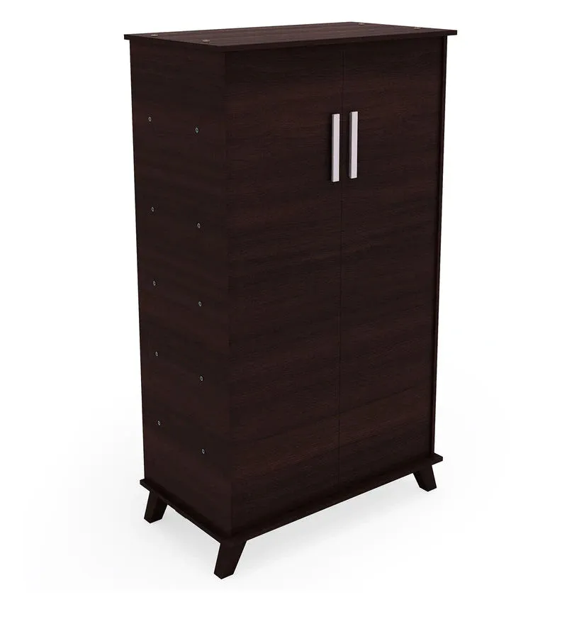 Hexa 2 Door Shoe Cabinet In Columbia Walnut Finish