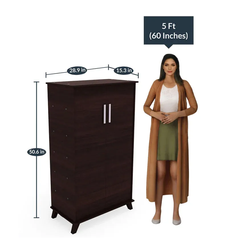 Hexa 2 Door Shoe Cabinet In Columbia Walnut Finish