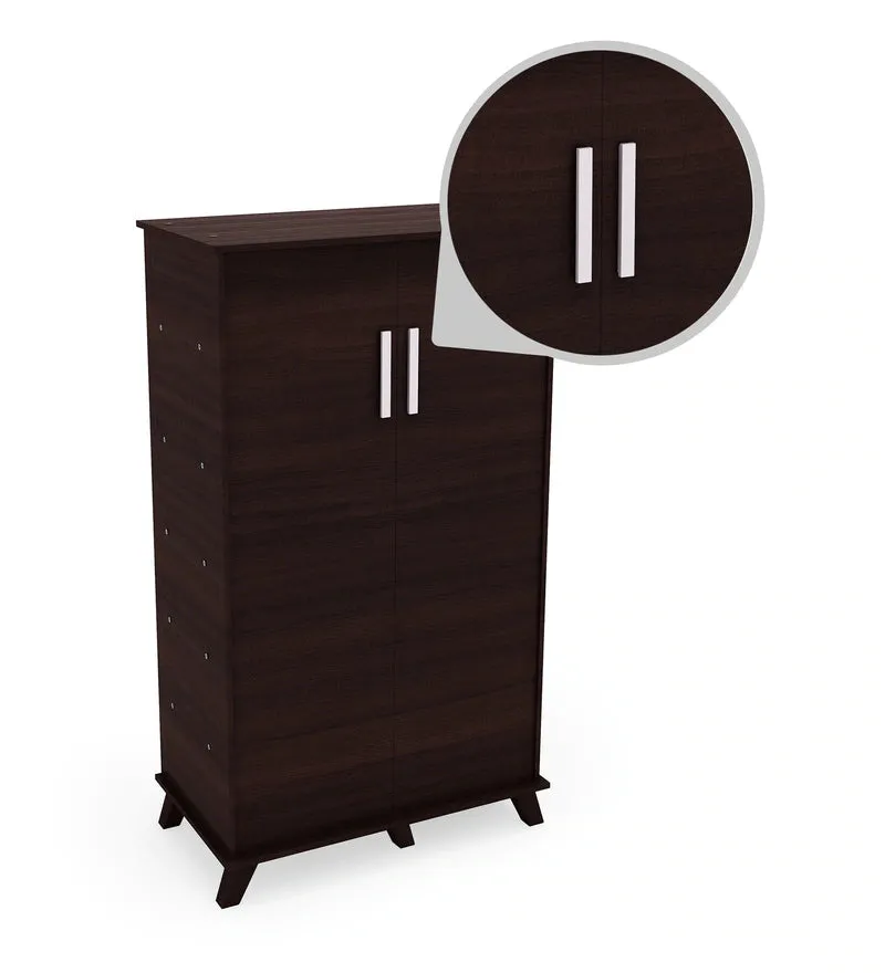 Hexa 2 Door Shoe Cabinet In Columbia Walnut Finish