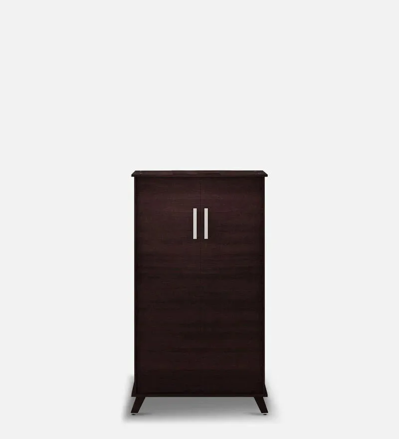 Hexa 2 Door Shoe Cabinet In Columbia Walnut Finish