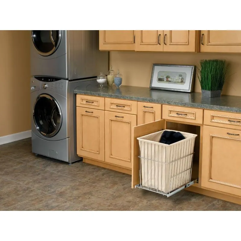 HRV Series White Pull-Out Hamper (14.75" x 18" x 19.38")