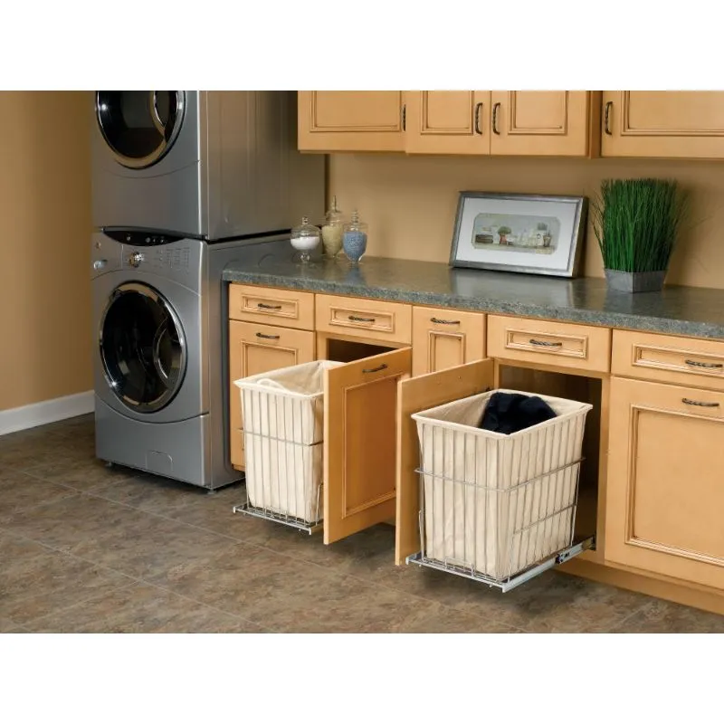 HRV Series White Pull-Out Hamper (14.75" x 18" x 19.38")