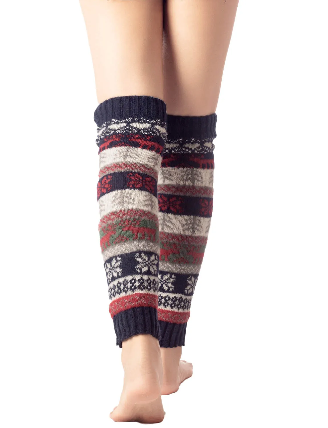 iB-iP Women's Ballet Dancer Stitching Holiday Pattern Stretchy Leg Warmer