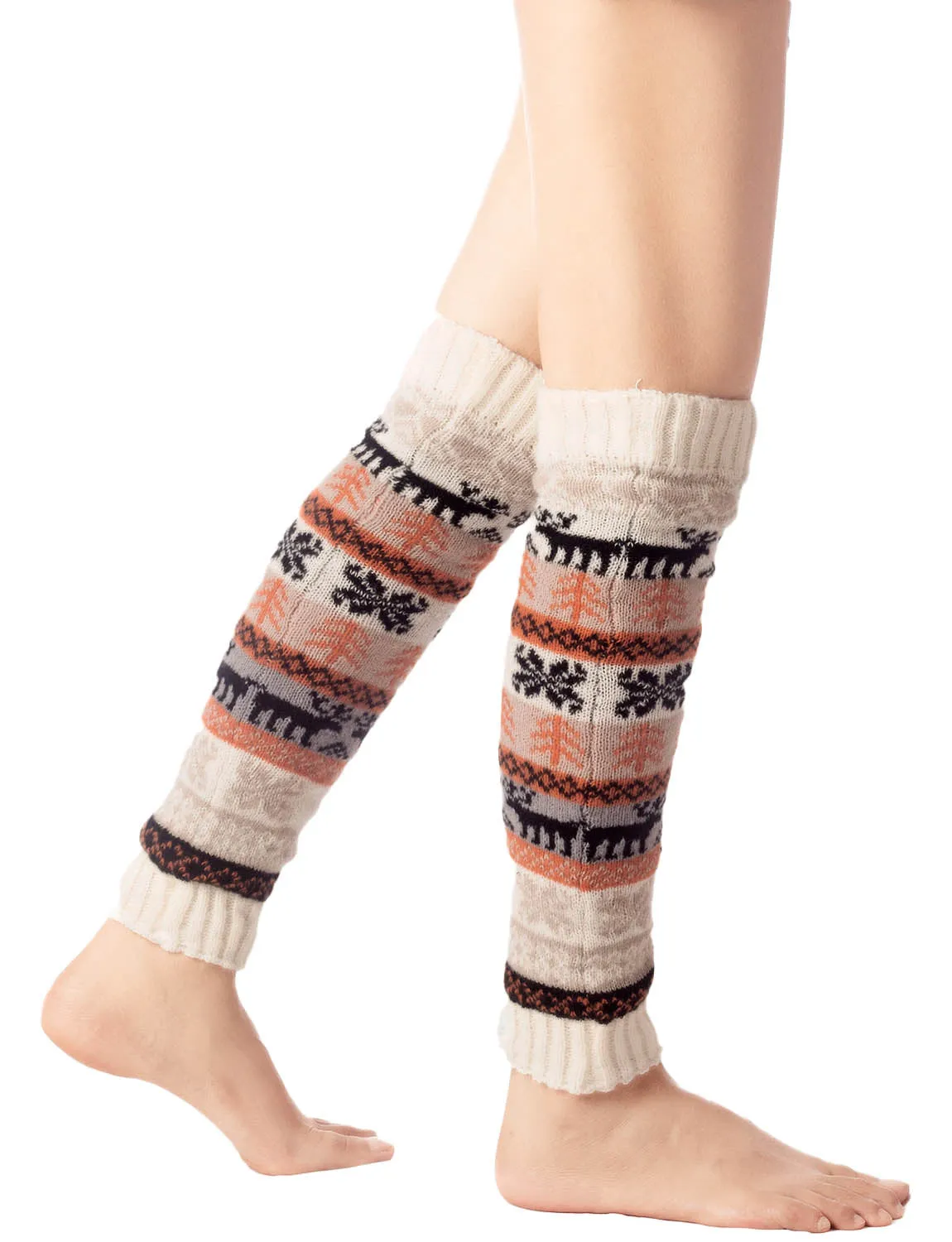 iB-iP Women's Ballet Dancer Stitching Holiday Pattern Stretchy Leg Warmer