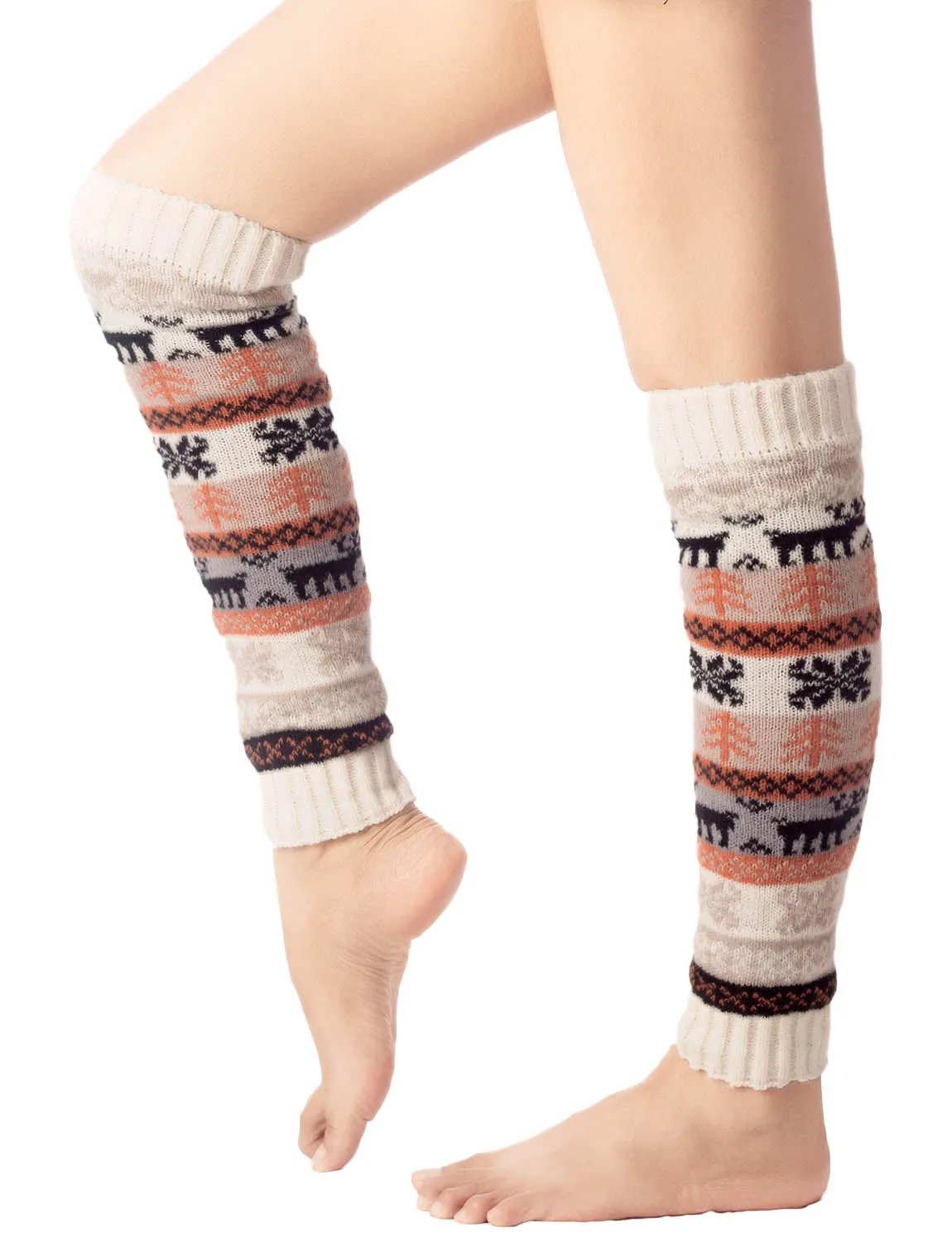 iB-iP Women's Ballet Dancer Stitching Holiday Pattern Stretchy Leg Warmer