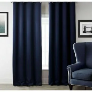 Jason Modern Plain Blackout Curtains - Blue