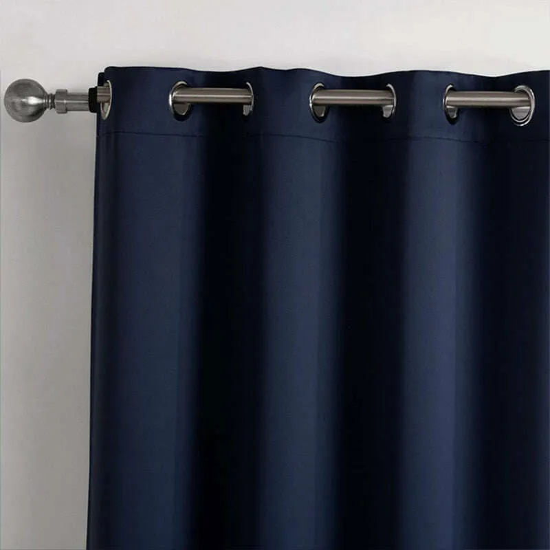 Jason Modern Plain Blackout Curtains - Blue