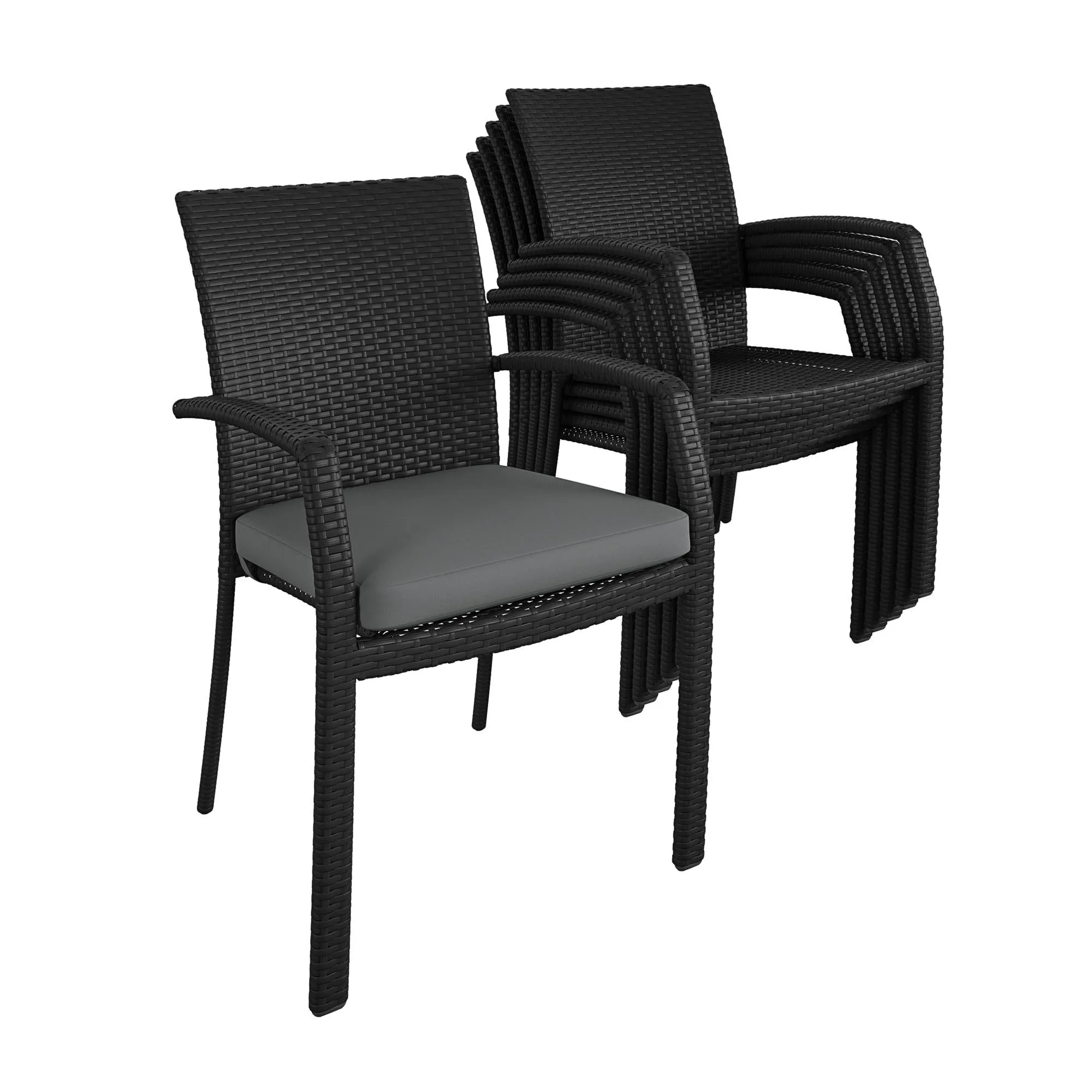 Lakewood Ranch Steel and Wicker Stacking Dining Chairs