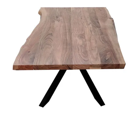 Lantana Coffee Table 130cm Live Edge Solid Acacia Timber Wood Metal Leg -Natural