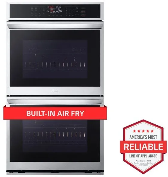 LG - 30" Smart Built-In Electric Convection Double Wall Oven with Air Fry - Stainless Steel Model:WDEP9423F