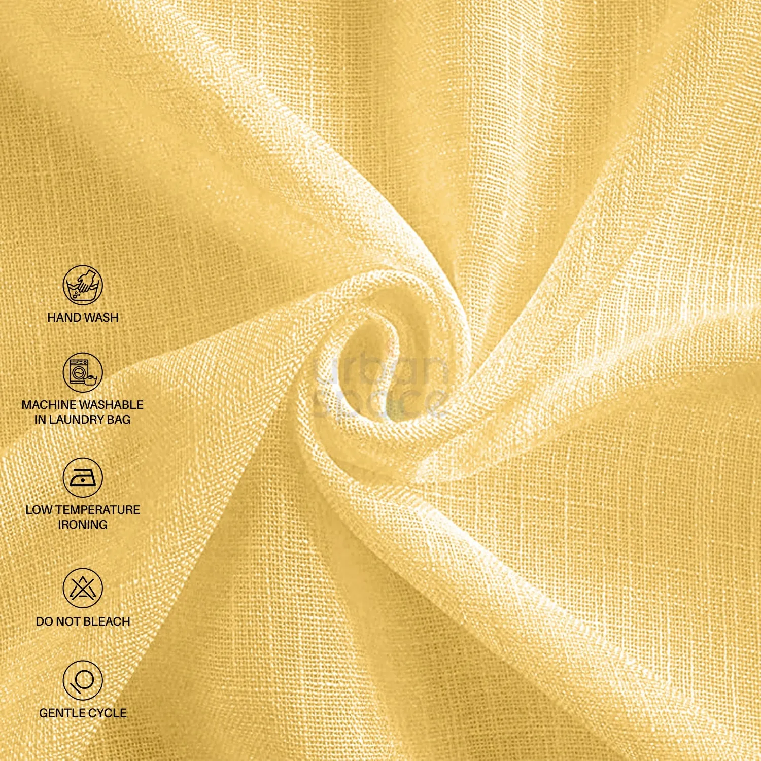 Linen textured Sheer Curtain for Living Room , Curtain for Bedroom, Pack of 2 Curtains - Yellow