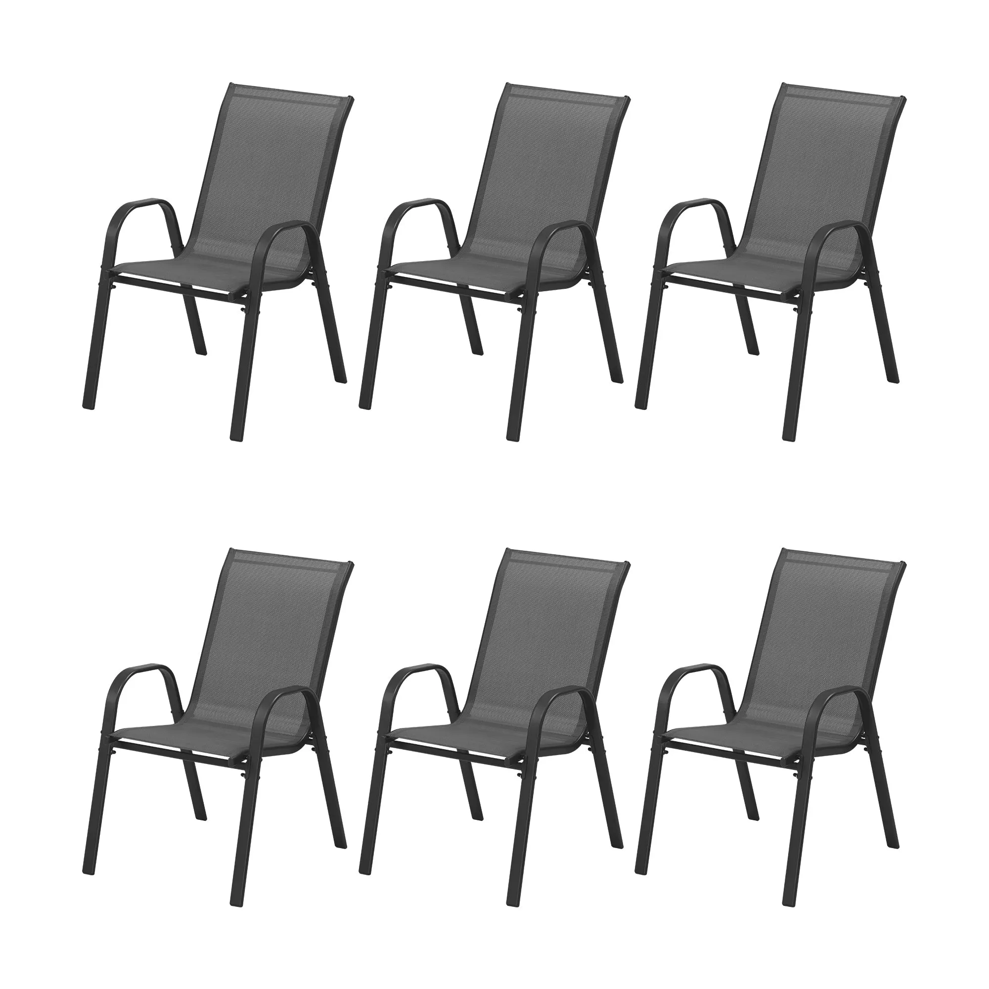 Livsip 6x Outdoor Stackable Chairs Patio Furniture Lounge Chair Bistro Set Grey