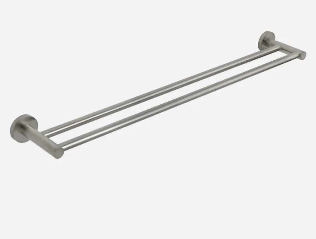 Luxurious Brushed Nickel Stainless Steel 304 Towel Rack Rail - Double Bar 600mm