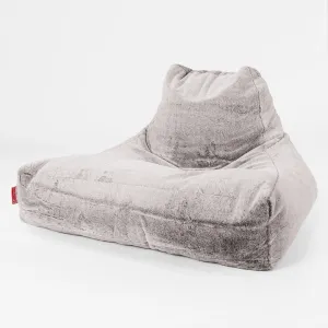 Mega Lounger Bean Bag - Fluffy Faux Fur Rabbit Light Grey