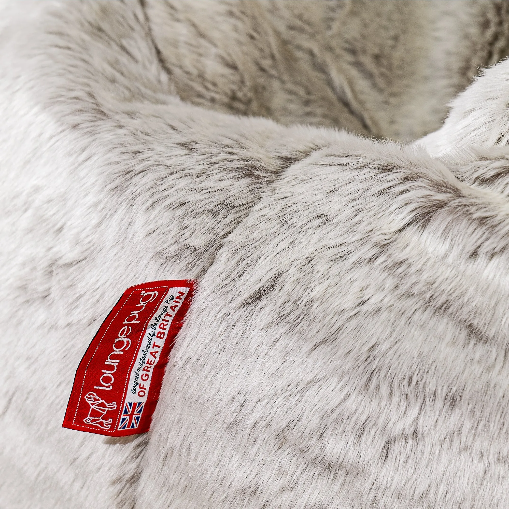 Mega Lounger Bean Bag - Fluffy Faux Fur Rabbit Light Grey