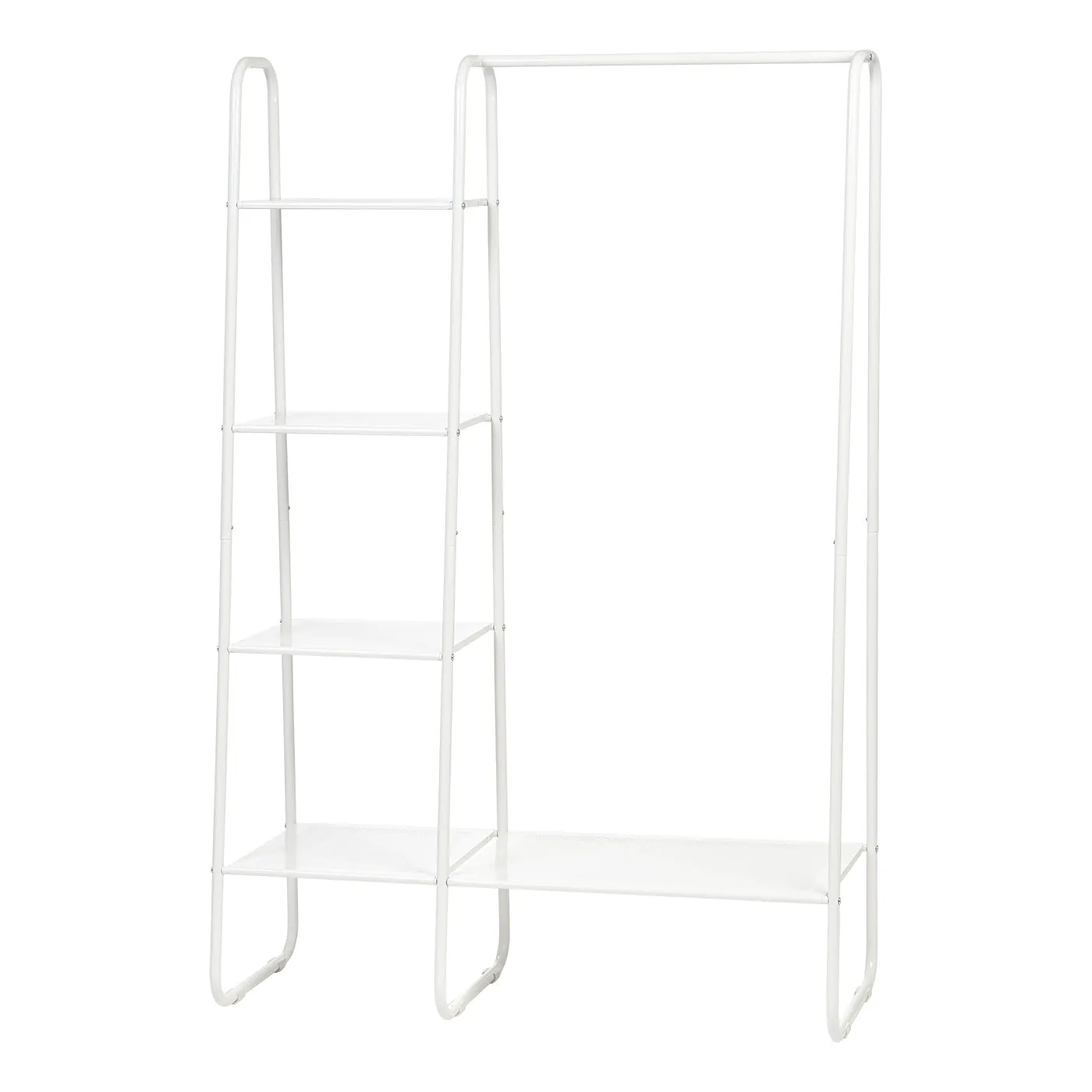 Metal Garment Rack with Metal Mesh Shelves