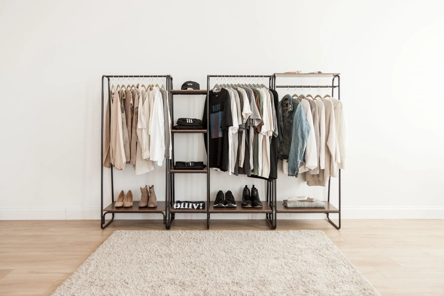 Metal Garment Rack with Wood Shelf - 5 Shelf