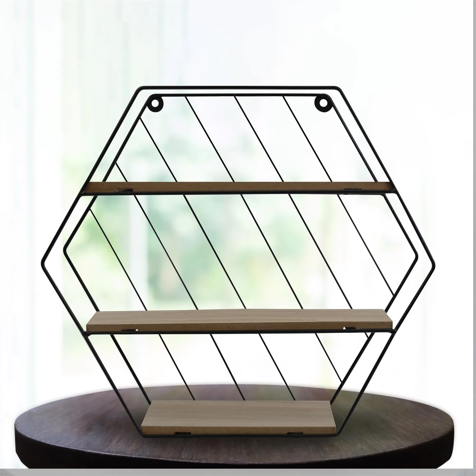 Modern Shelf of Metal Wire and Wood Perfect for Storaging Small Items