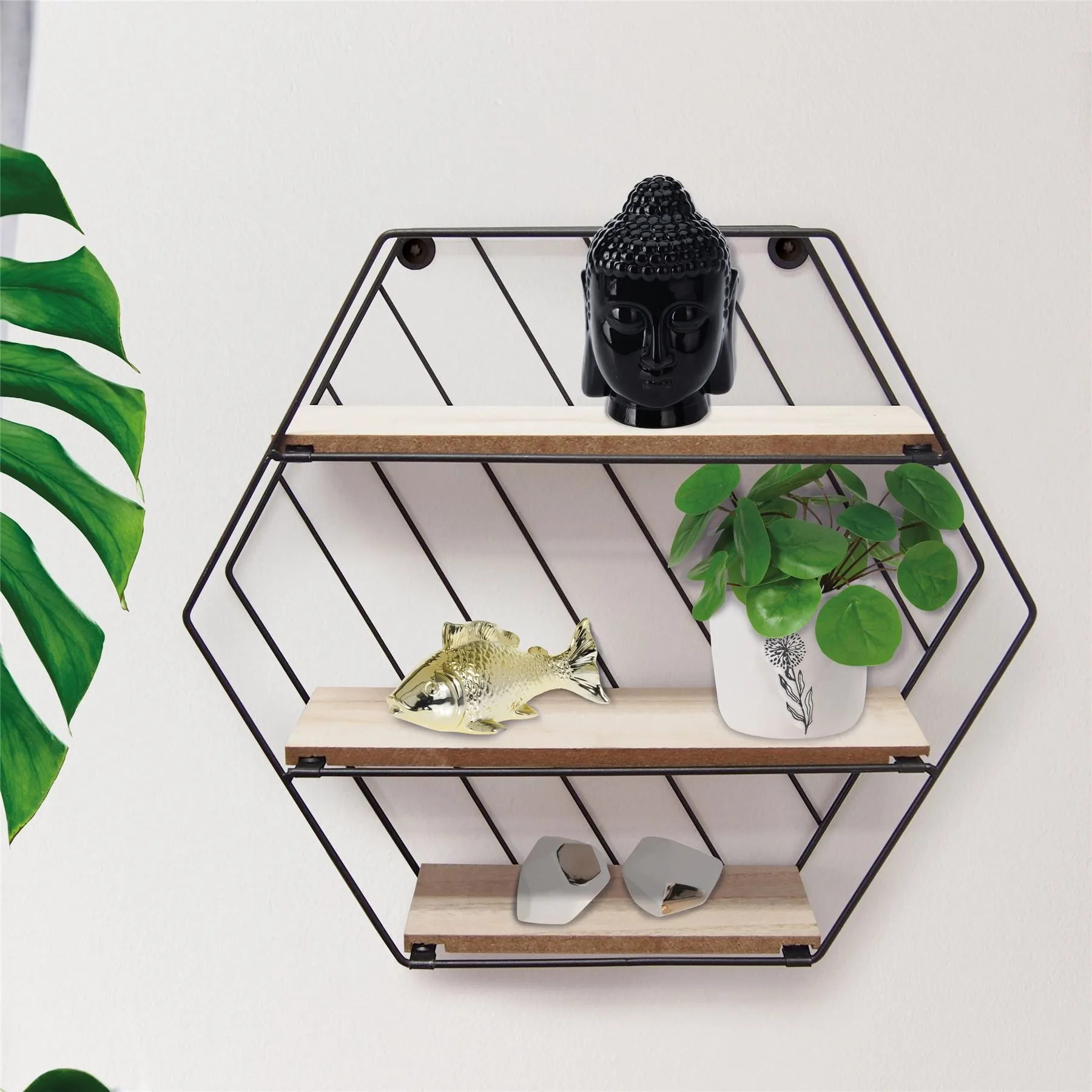 Modern Shelf of Metal Wire and Wood Perfect for Storaging Small Items