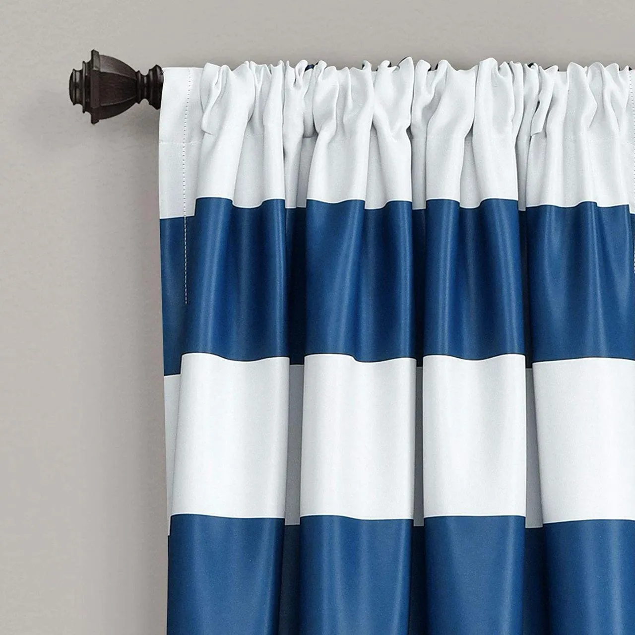 Navy Stripe Room Darkening 52 X 84 Inch Window Curtain ( Set of 2 )