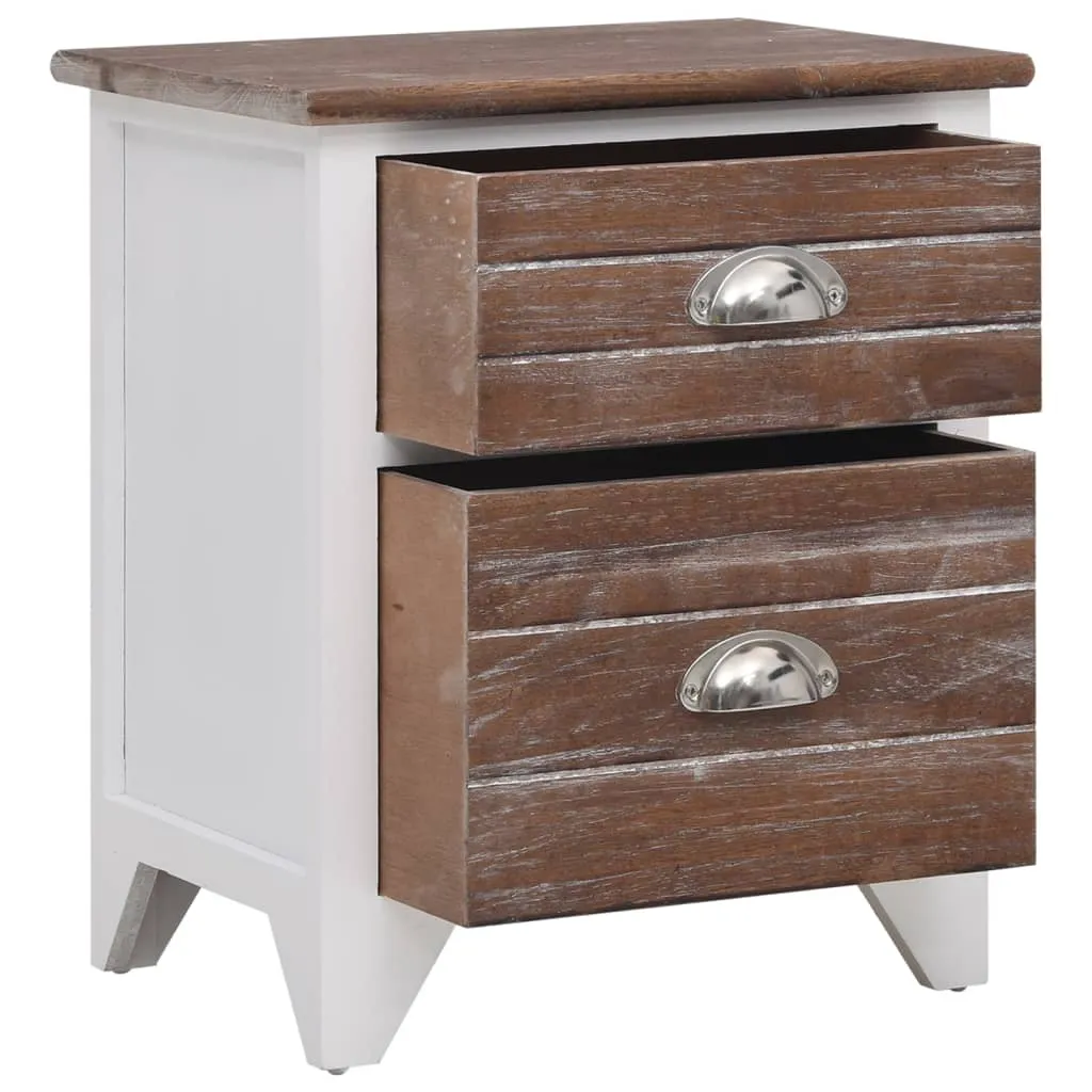 Nightstand 2 pcs with 2 Drawers Brown and White