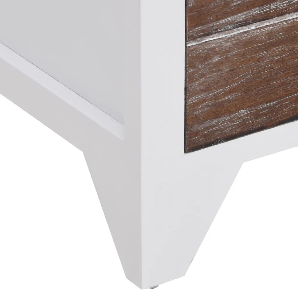 Nightstand 2 pcs with 2 Drawers Brown and White