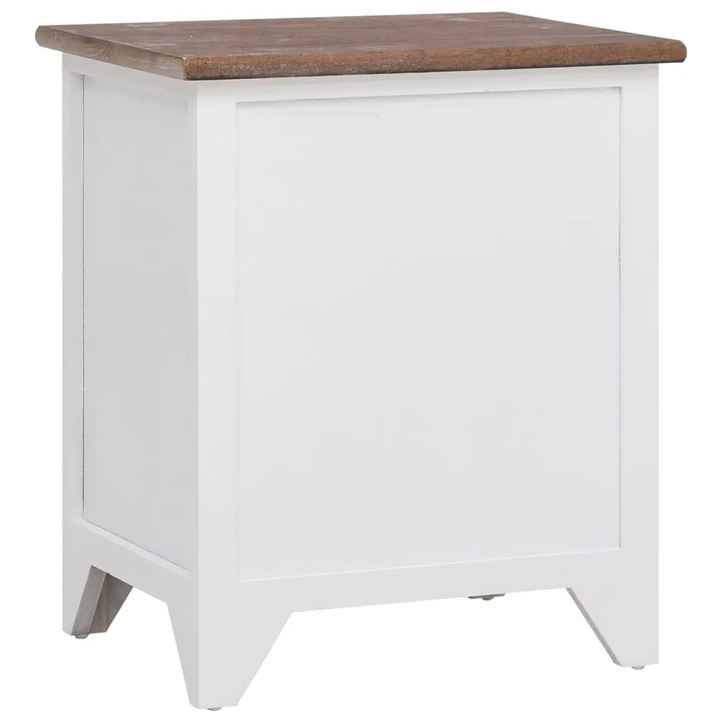 Nightstand 2 pcs with 2 Drawers Brown and White