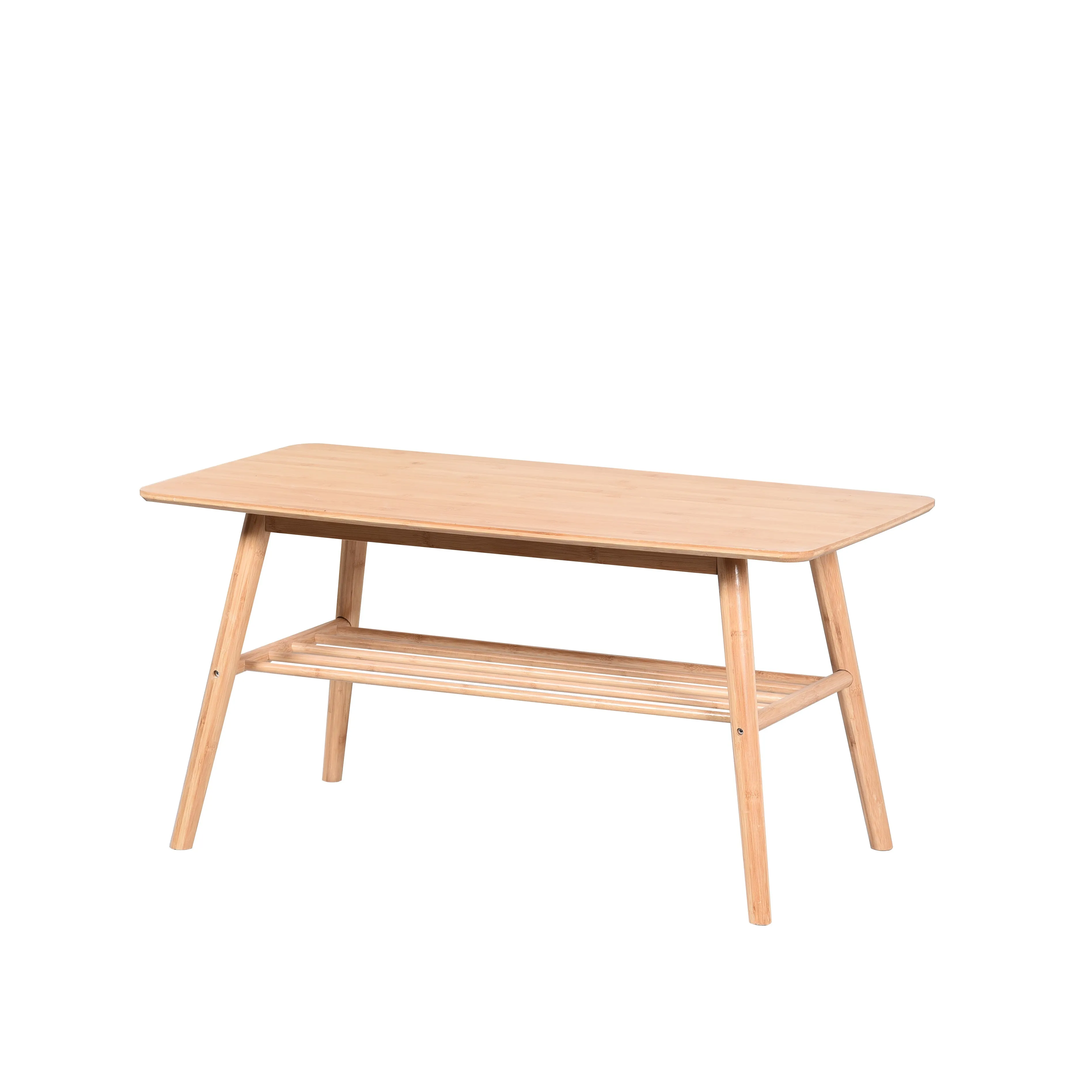 Nikko Bamboo Coffee Table With Shelf,Natural Bamboo