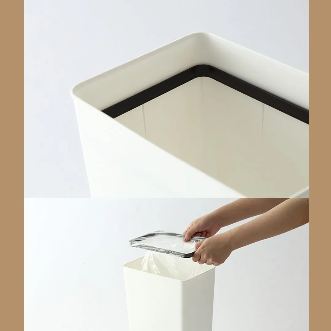 Nordic Style White   Wooden Lid Trash Bin 7L & 9L