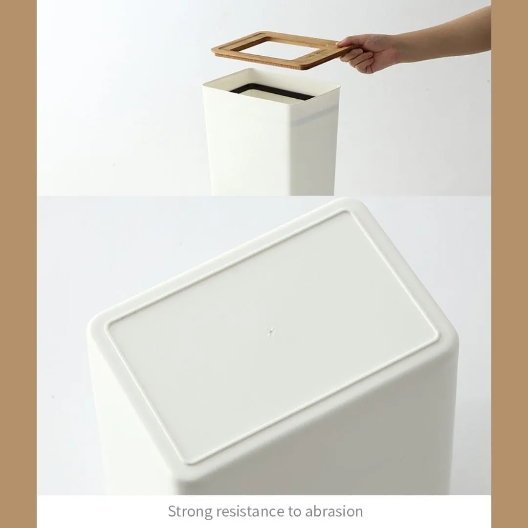 Nordic Style White   Wooden Lid Trash Bin 7L & 9L