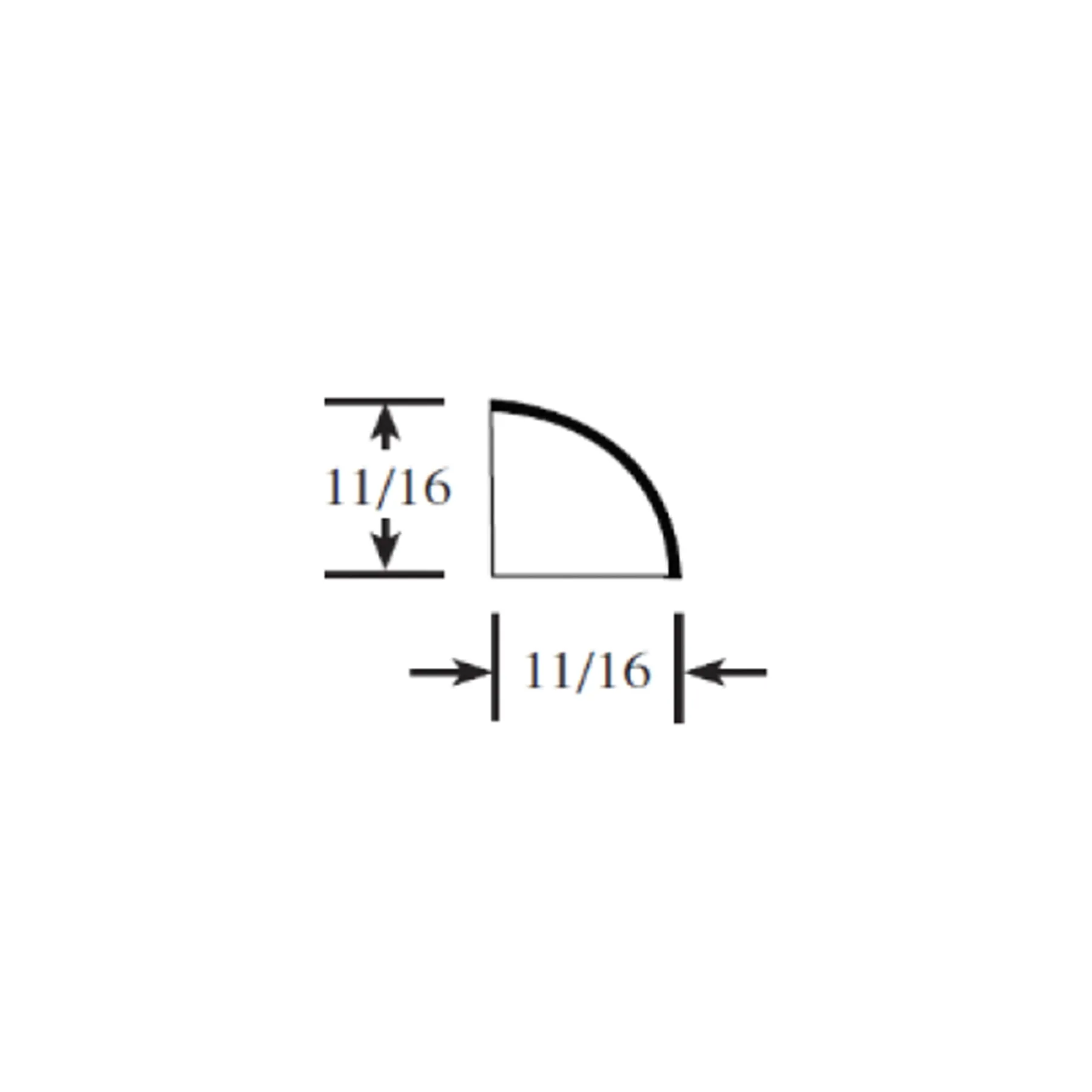 Quarter Round Molding - 11/16 Inch x 11/16 Inch x 96 Inch - Glenwood Shaker - Kitchen Cabinet