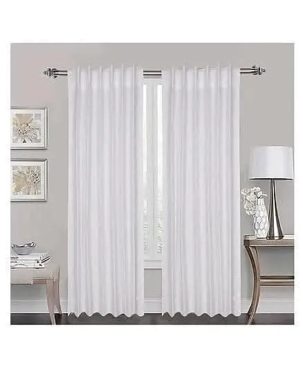 "Modern Elegance: Lushomes Slub Cotton Doorway Curtains - 2 Panel Set in White Linen"