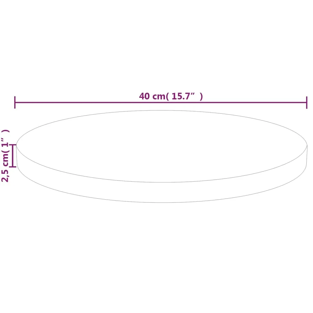 Round Table Top Ø40x2,5 cm Untreated Solid Wood Oak